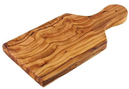 Cleminson 22 x 10 cm in legno di ulivo piccolo tagliere per cocktail bar erbe aglio frutta tritare e servire con manico incluso