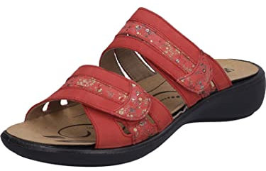 Westland Damen Riemchensandalen Ibiza 83,Weite G (Normal),Wechselfußbett,bequem,flach,Sommerschuhe,Freizeitschuhe,rot-Kombi,40 EU / 6.5 UK