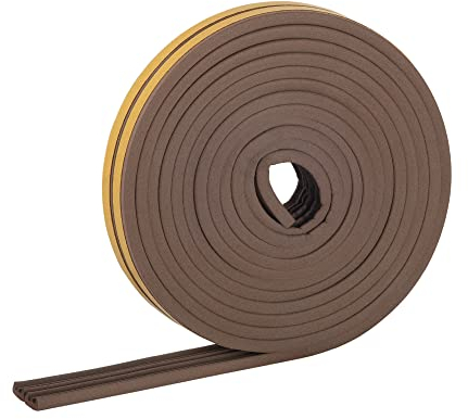 HELPMATE – Nastro sigillante autoadesivo per finestre e porte – Guarnizione per finestre/porta per isolare colonne da 2 a 3,5 mm di larghezza – Nastro sigillante 9 x 4 mm (profilo E, 6 metri, marrone)