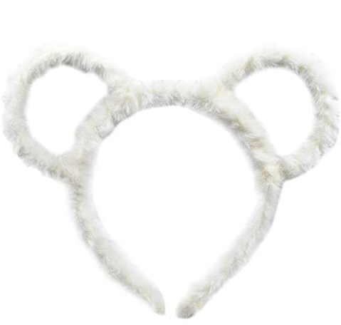 Oilmal Cerceau à cheveux pour femme hiver épais peluche bandeau rond oreilles d'ours maquillage bandeau bandana blanc