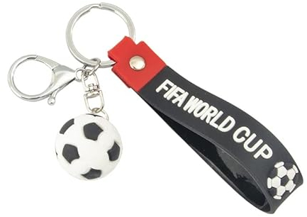 Schlüsselanhänger Fußball 3D Weltmeisterschaft 5 Stück Schlüsselanhänger Qatar Cup 2022 Geschenk Souvenir für Fußballfans, Schwarz , One size