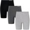 INNERSY Damen Radlerhose Baumwolle Kurze Leggings Frauen Chub Rub Shorts Hose Unter Rock 3er Pack (XXL, Schwarz/Holzkohle grau/Hellgrau)