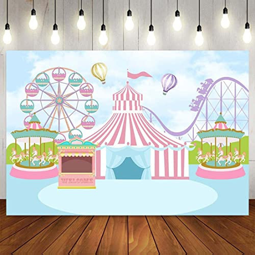 Rosa Blau Zirkus Zelt Geburtstagsfeier Hintergrund Pography Hintergrund Prinzessin Mädchen geboren Baby Dusche Dekorationen Po Banner