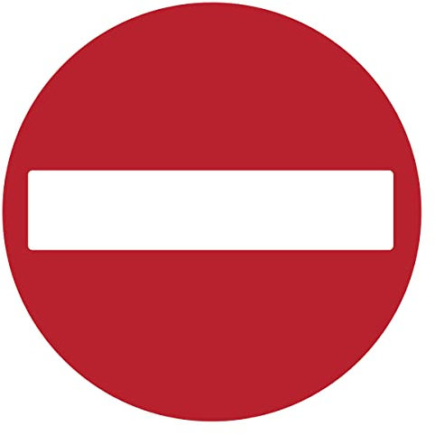 Autocollant Signalétique plastifié rond sticker résistant à l’eau NF ISO7010 - Adhésif laminé résistant aux UV - Sens Interdit - Diamètre 5 cm