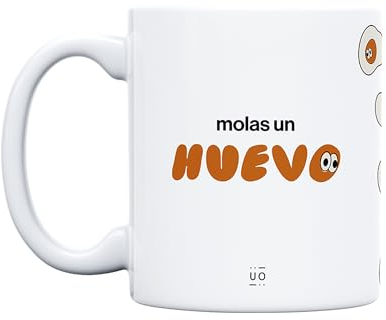 UO Taza de regalo con mensaje Molas un huevo, regalo para amigas, regalo para amigos, regalo original de Navidad, regalo amigo invisible original, 350 ml, Cerámica
