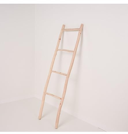 Escalera de Madera de Teca de 150x45cm Tarifa, Toallero, Escalera Ropa, 8152-T