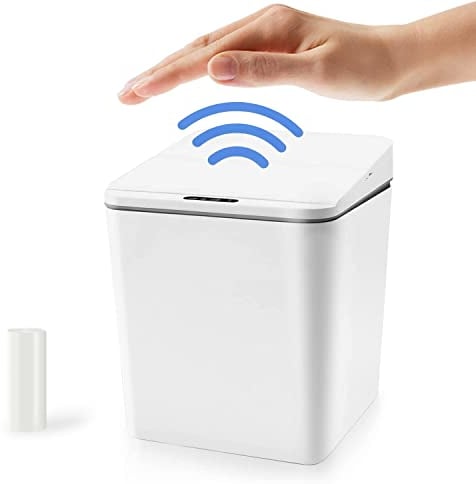 GVEFIVME Rechargeable Automatic Detection Desktop Waste Bin Box Shape Mini Trash Bin with Lid,Sensor Trash Bin, Waste Bin 6 Litre / 1.5 Gallon