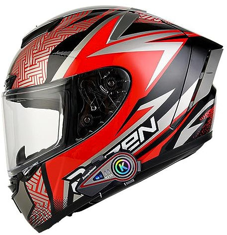 Motorradhelm Bluetooth Integralhelm ECE Zertifiziert Racing Motocross Helme Für Damen Herren,Motorrad Integrierter Street Touring Helm Mit Sonnenblende Vollvisierhelm 7,M