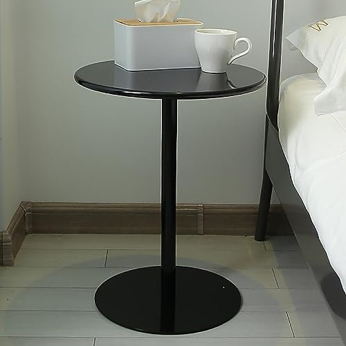 Petite Table Basse, Table D'appoint Ronde, Tables D'appoint de Salon, Petite Table Ronde, pour Balcon, Chambre À Coucher, Café, Salle À Manger et Salon (Color : Negro, Size : 48x62cm/18.9x24.4in)