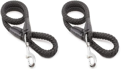 Ancol Nylon Super-Sized Rope Lead Black, 1.07 m Length by Extra Thick 20 mm Width (Pack of 2)