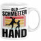 Handball Geschenk Tasse Geschenkidee Handball-Spieler Handballspielerin Mädchen Jungs Kaffee-Becher Old Schmetterhand (Weiß)