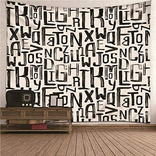 CEVAN Wandteppich Vertikal Wandtuch Ethno Englische Buchstaben Wandteppichschlafzimmer Tapisserie Natur Kunst Dekorationen Decke Wandbehang Stoff Gelb Schwarz 150x130cm