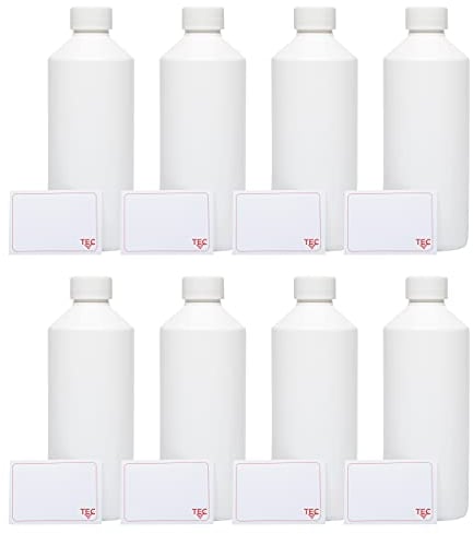 TEC Plastic Bottles 500ml HDPE UK Made Empty Containers 28mm Non Leak Screw Cap Lids Water Chemicals Liquid 30% Recycled (9)