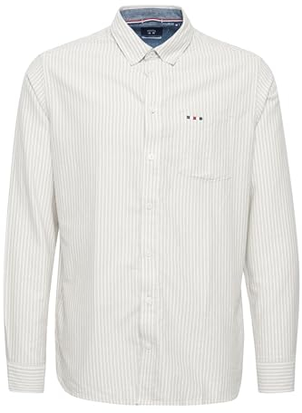 FQ1924 FQSteven Men's Long-Sleeved Shirt, Shirt Collar, 100% Cotton, Regular Fit, Crockery (161104), M