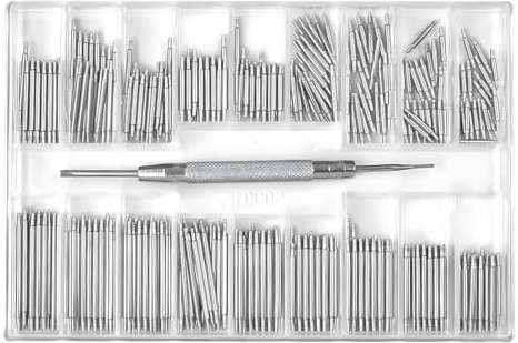 144 Pièces Barrettes à Ressort Montre, Tige Montre, Barrettes à Ressort pour Bracelet de Montre, Kit de Réparation pour Bracelet de Montre Acier Inoxydable, 8mm - 25mm