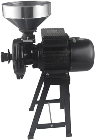 MEHOOSPVN 2200W Getreidemühle Elektrisch Getreidemühle Korn Schleifmaschine Dry Kornmühle mit Trichter Mehlfuttermühle Mühle Maschine+Trichter, Weiße Jade mattierte Platte, für Getreide, schwarz