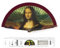 H.U.S.L® Abanico 23CM DE Madera Lisa con Tela DE Marfil, Abanico DE Madera Adornado, Abanico Original (Monalisa (DA Vinci))