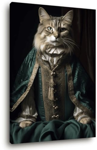 Ceanothe Tableau sur Toile Chat Vintage 30x45 cm Décoration Murale Art Décoratif Muraux Peinture Imprimée en HD Salon Chambre Bureau Bois de Forêt FSC Fabriqué en France