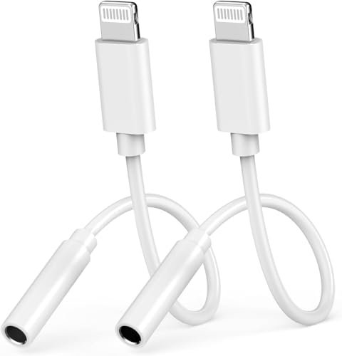 Adaptador Lightning a conector de auriculares de 3.5 mm para iPhone 14 Pro Max, [certificado Apple MFi] iPhone de 3.5 mm convertidor de audio auxiliar adaptador para iPhone 14 13 12 11 Pro Max XS XR X