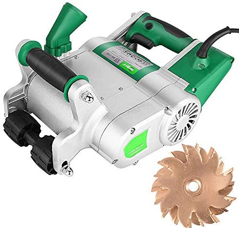 Electric Wall Chaser 35MM/25MM 1100W Concrete Wall Cutting Machine - 1600RPM 20-30mm Grooving Depth Adjustment - Hangable Design & Toolbox
