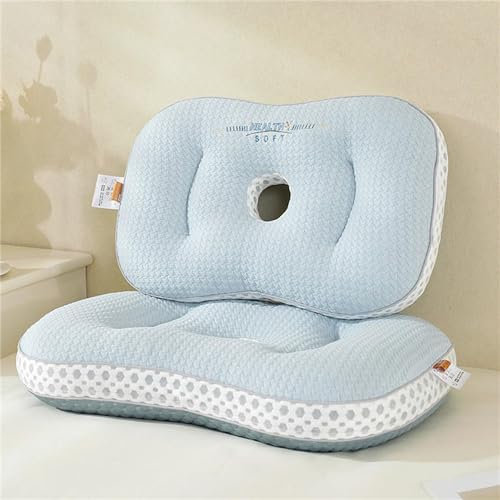 WSNCXFW Ohrlochkissen, Ohrkissen für Seitenschläfer mit einem Loch und Ohrloch, verstellbares Donut-Kissen aus Memory-Schaum, Ohrenschutzkissen für Seitenschläfer,Blau,30x50cm