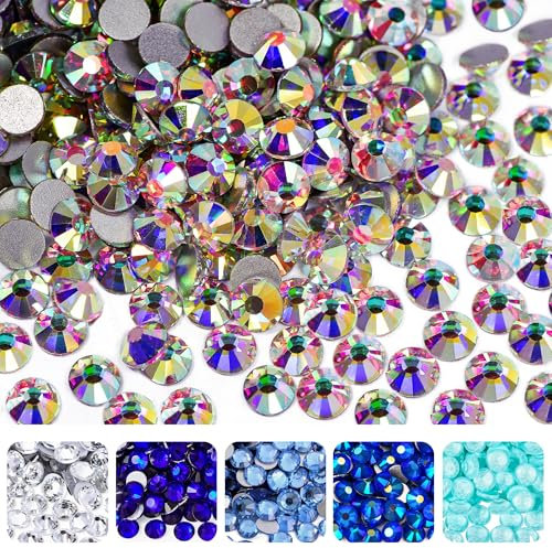 Blinginbox Non Hotfix Glass Rhinestones for DIY Crafts Phone Shoes, Wedding Decoration 1440pcs (2.7-2.9mm) SS10 Crystal AB