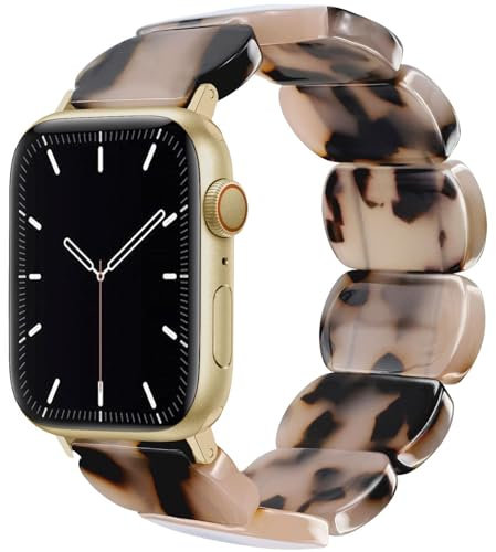 Newlibery Harz Armband Kompatibel mit Apple Watch Armband 38mm 40mm 41mm 42mm (Series 10) für Damen Herren, Schick Elastisches Mode Ersatzarmband für iWatch Series 10 9 8 7 6 5 4 3 2 1 Ultra SE
