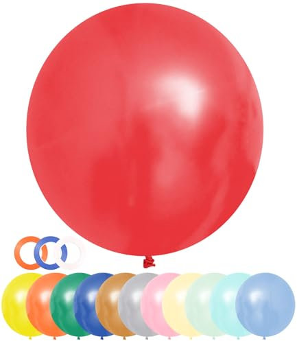 Xaosin Luftballon Groß 36 Zoll Bunt Luftballons Pastellfarben 12 Stück XXL Birthday Balloons 90 cm Latex Riesenluftballon mit 3 Rollen Farbband für Hochzeit Geburtstag Party Festivals Dekorationen