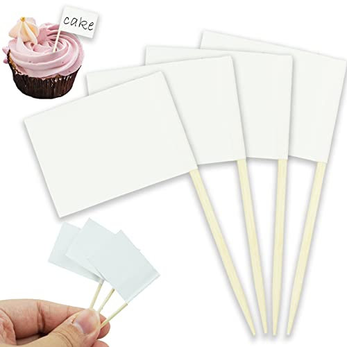 100pcs Blank Toothpick Flags,Food Labels for Buffet, Food Flags, (3.5 * 2.5cm) Fruit Picks for Party Food