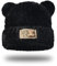 FOSDICK 1 Pcs Wintermütze Damen, Niedlicher Bär Winter Mütze, Plüsch Strickmütze, Verdickt Warm Mütze Damen Winter, Winddicht Winter Hat, Winter Cap mit Ohren, Wintermützen für Damen Mädchen, Schwarz