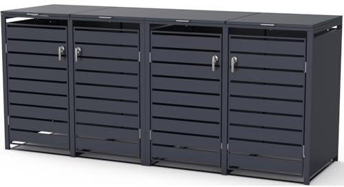 STILISTA Mülltonnenverkleidung aus Metall, für 4 Mülltonnen je 240 Liter, Anthrazit V2