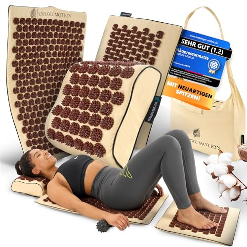 Explore Motion Akupressurmatte Set – Sandstone Edition | Lindert Rückenschmerzen, Verspannungen & Stress | Für Nacken & Schultern | Massage, Entspannung & besser schlafen – Jetzt entdecken!