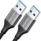 deleyCON 3,0m USB 3.0 Kabel – Super Speed 5Gbit/s (A-Stecker auf A-Stecker) Aluminium Stecker + Nylon Kabel Datenkabel für Laptop, HDD, Drucker, Modems, Festplatten, Kameras usw.