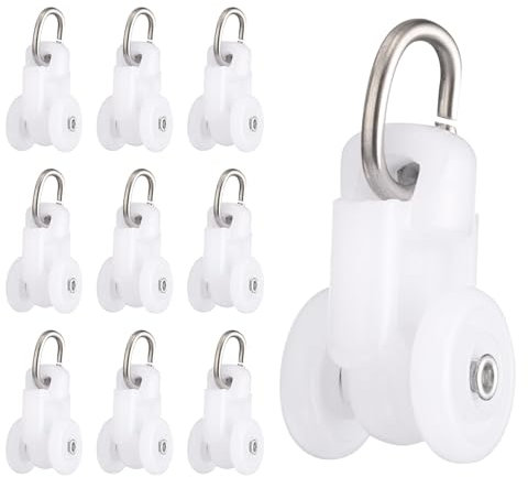 sourcing map 20 rulli per binario per tende, in plastica, con doppia rotella, per binari delle finestre, accessori per il trasporto (bianco)