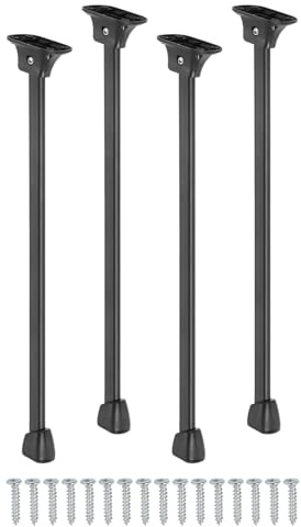 QUARKZMAN Pieds De Table Pliants, 4pcs 40cm(15.7) Pieds De Meuble en Métal Pliants Pieds De Table pour Ordinateur Portable Pieds De Remplacement pour Armoire Canapé Chaise Lit, Noir