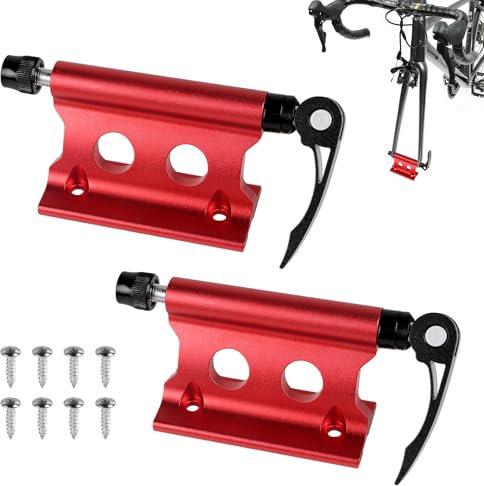 SUPAWAY Lot de 2 Supports de Fourche de vélo - Clip Fixe - en Alliage d'aluminium - avec Blocage Rapide - Accessoires pour Le Transport en extérieur - Rouge