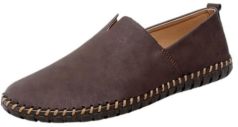 HTERWQEA Mocassini da Uomo in Pelle vegana con Cuciture, comode Scarpe da Passeggio Leggere con Suola Antiscivolo(Purple,43 EU)