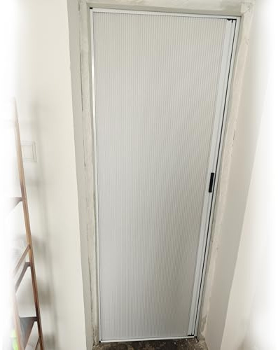 RENLXFI Falttür Falttüren 60 65 70 75 80 85 90 cm Breite Badezimmer-Falttür, Anpassbare Größe, Innenfalttüren Mit Schloss, Raumteiler-Schiebetür Ohne Bohren(80x180cm/31.5x70.9in)