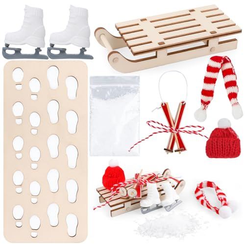 Wichtel Zubehör15 Miniatur Deko, Wichtel Set Weihnachten Komplett Miniatur ZubehöR Szene， Ausstattung Von PuppenhäUsern, Miniaturlandschaften Und Kreative Weihnachten Dekorationen