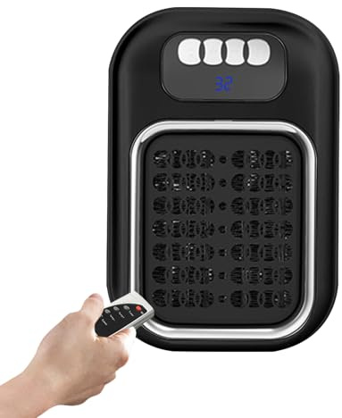 Calefactores De Interior - Ventilador Térmico Portátil Con Montaje En Pared - Unidad De Calefacción Con Mando Silencioso Para Hogar Dormitorio Baño Cocina Oficina Estudio