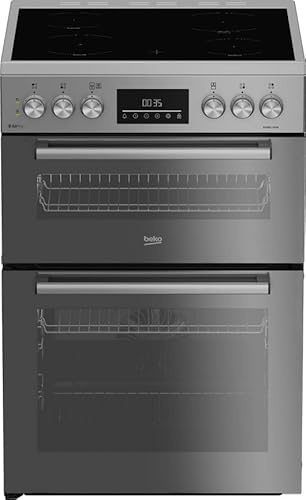 Beko Pro AeroPerfect AirFry FDCA6732CM 60cm Electric Ceramic Cooker – Fan Oven, AirFry Function, Ceramic Hob, Multifunction Cooking, Steam Cleaning – Silver