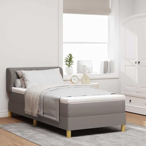 Qnhdfrt 90x200 cm Fabric Box Spring Bed with Mattress & Topper