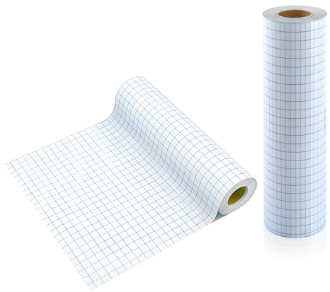 Transferfolie Plotter für Plotterfolie, 30,5 x 1000cm Übertragungsfolie Plotter Zubehör Vinylfolie mit Blau Ausrichtungsgitter für Cricut Silhouette Cameo Fenster Aufkleber DIY
