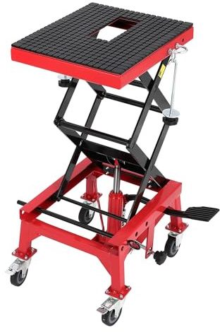 Sollevatore idraulico per moto, capacità 158,8 kg, altezza di sollevamento da 35 a 87 cm, con pedana, con ampia piattaforma e ruote di bloccaggio per moto, ATV