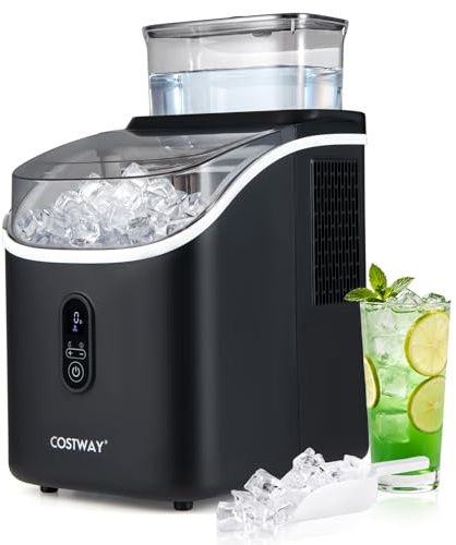 COSTWAY 1,5L Eiswürfelmaschine, Ice Maker 15kg in 24H | Eismaschine 16 Eiswürfel in 13min, Eiswürfelbereiter inkl. Schaufel/Timer/Selbstreinigungsfunktion (Schwarz)