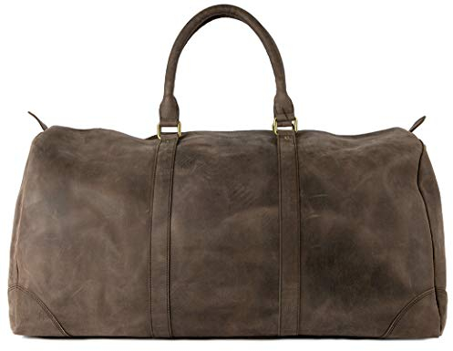 HOLZRICHTER Berlin - Weekender aus Leder für Herren (No 8-2), Reisetasche 30x57x28 cm, Handgefertigte Echtleder Umhängetasche mit Schultergurt, für Handgepäck, in Schwarz und Braun (Dunkel-Braun)