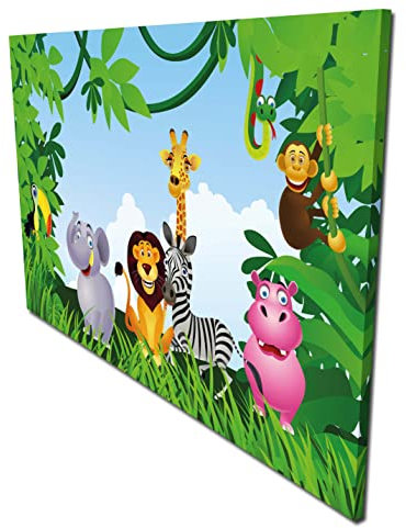 wandmotiv24 Porte-Manteau Mural Amis de la Jungle Format Paysage - 69x40 (LxH) - Toile Porte-Manteau Mural, y Compris patères, patères, Set M0496