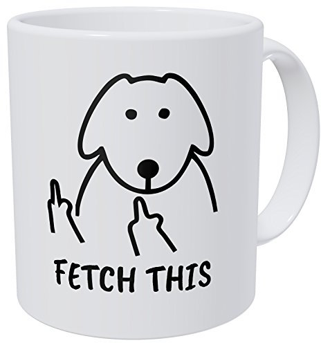 Kaimebien Fetch This Dog Middle Finger 330mls Funny Coffee Mug