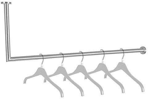 Edelstahl Garderobenstange Kleiderstange in L-Form Grössen von 50cm bis 120cm Länge (30x60cm)