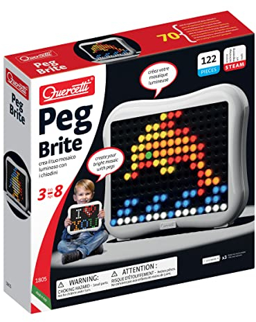 Quercetti - 1805 Peg Brite - Kids' Mosaic Kits, 123 pezzi